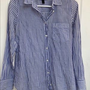 J Crew boy fitted collar shire blue/white strips